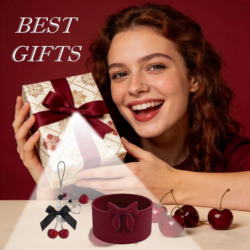Black Cherry Charm Bow Silicone Boot Set for Owala 24/30/32/40 oz