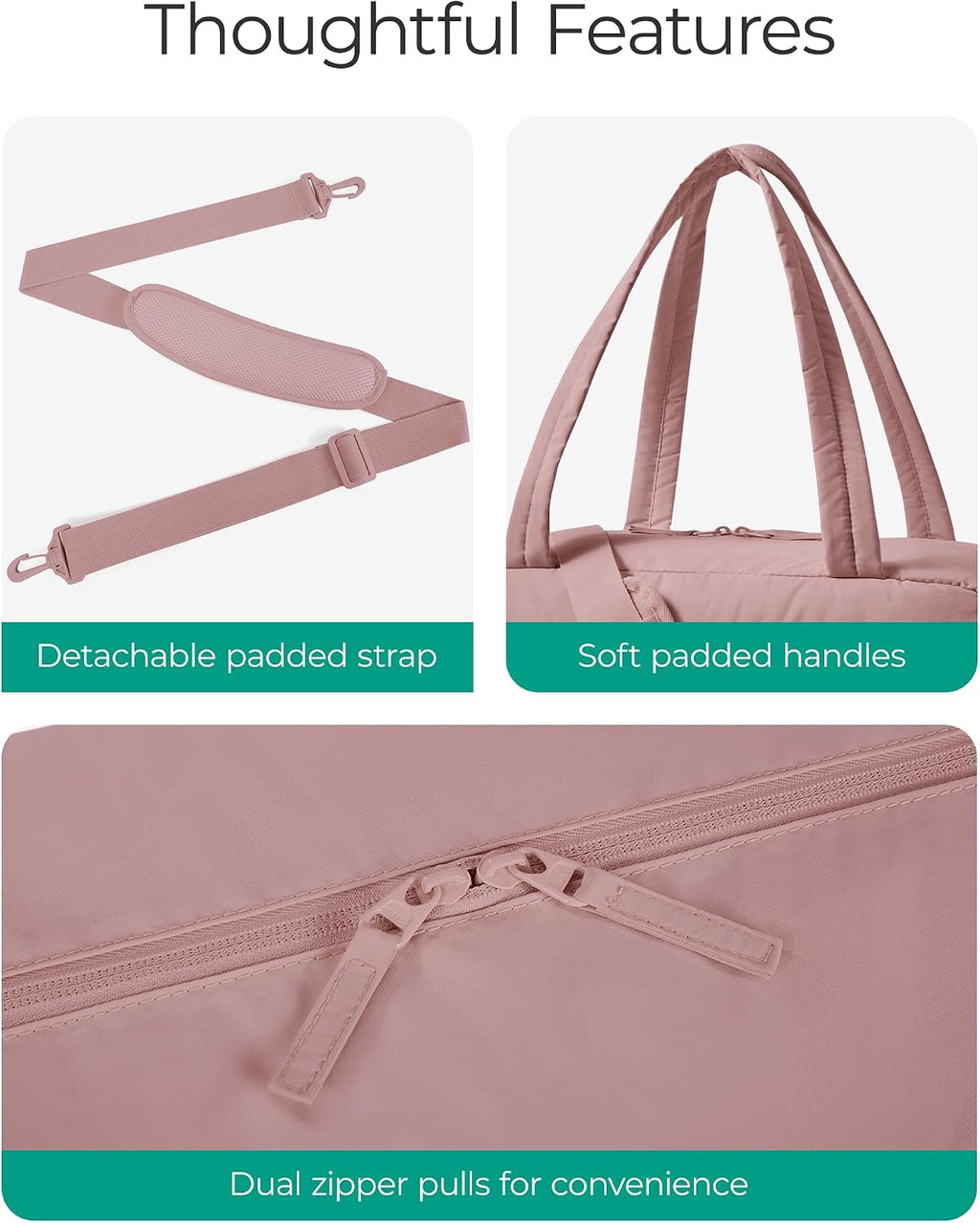 BAGSMART Gym Bag for Women, 2-PC Puffer Travel Duffle Bag Carry On Tote Bag