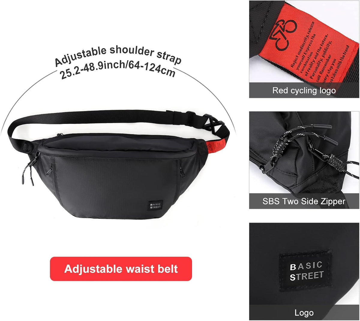 X-Large Crossbody Fanny Pack for Women Men,Waterproof Waist Bag Pack