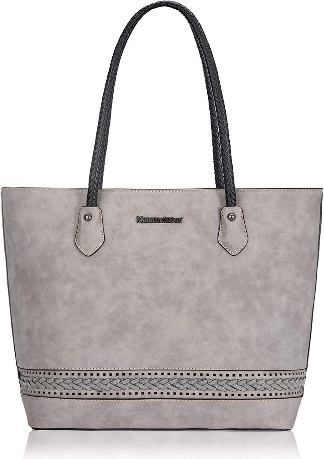 Montana West Woven Tote Bags for Women Purses and Handbags with Back Zipper Pocket
