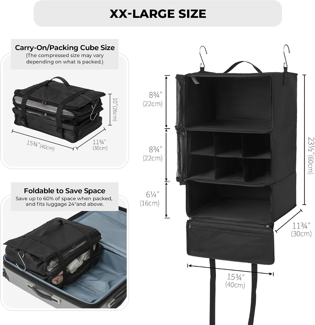 GRANNY SAYS Hanging Packing Cubes, Hanging Suitcase Organizer, XXL-Black