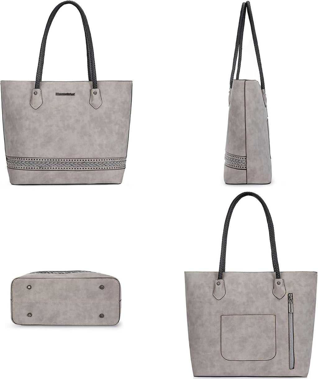 Montana West Woven Tote Bags for Women Purses and Handbags with Back Zipper Pocket