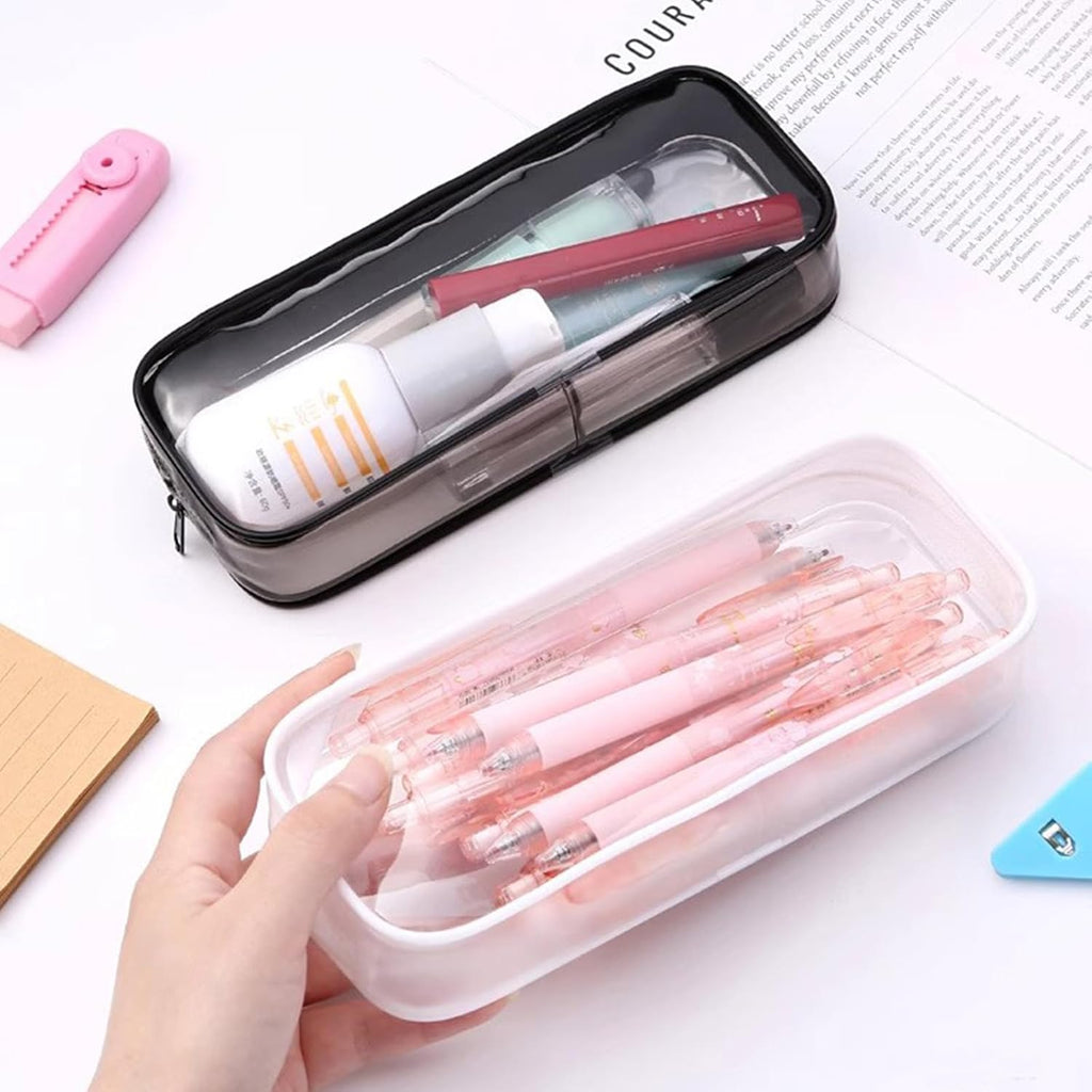 2pcs Small Clear Cases with Zipper, Makeup Brush Bag for Traveling