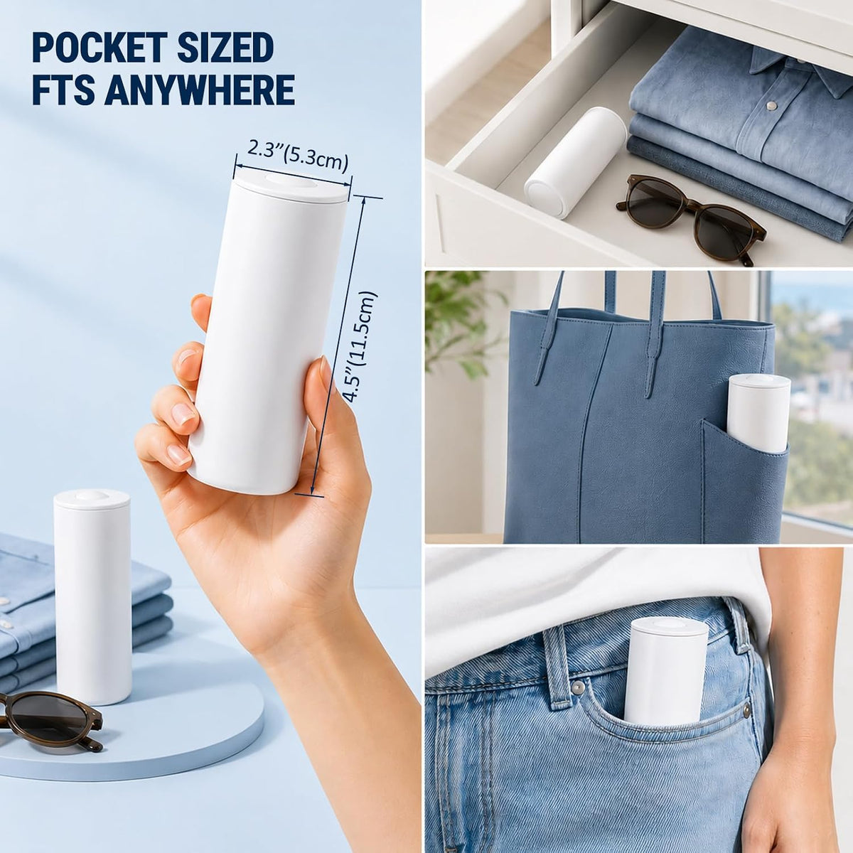 Mini Travel Lint Roller Strong Sticky for Pet Hair w/Dust Cover, 60 Sheets