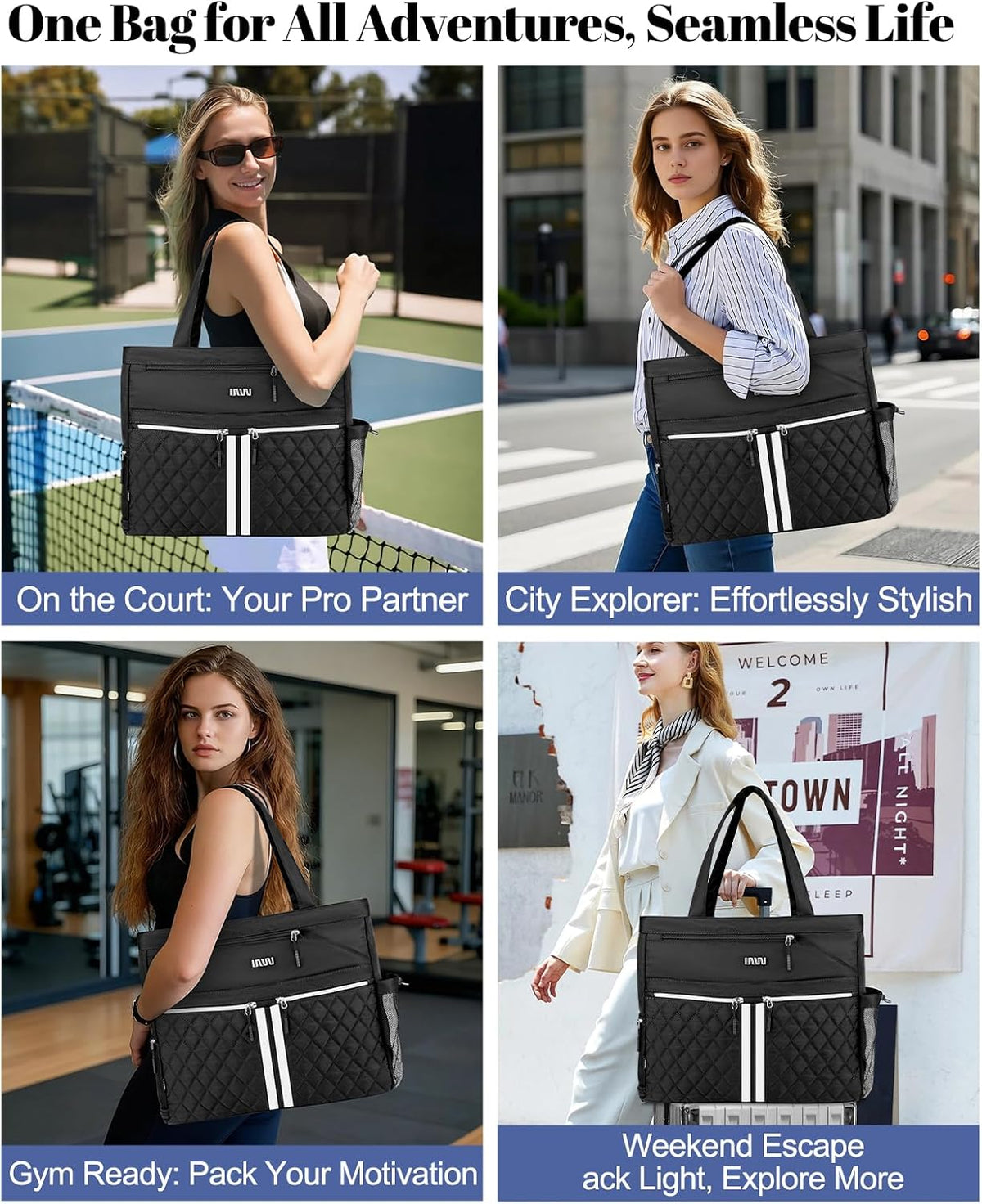 Tennis Bags for Women, Tennis Bag Holds 2 Rackets, Gym Bags with Ventilated Shoe Compartment, Suitable for Pickleball Tennis Badminton