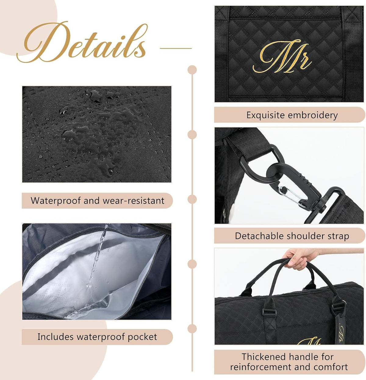 Dansydaisy Mr and Mrs Black,White 4 Pcs Honeymoon Duffel Bag Set