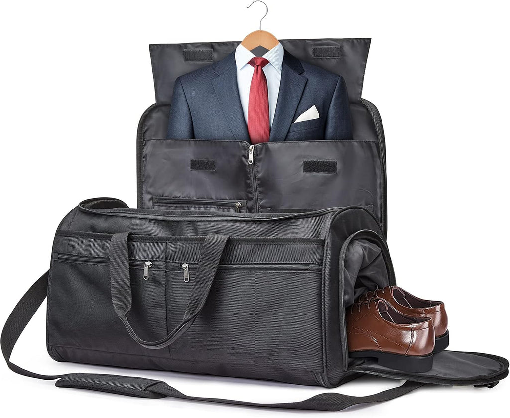 S-ZONE 50L Convertible Travel Garment Bag Carry on Garment Duffel Bag for Men Women 2 in 1 Hanging Suitcase Suit Business Travel Bag, Black