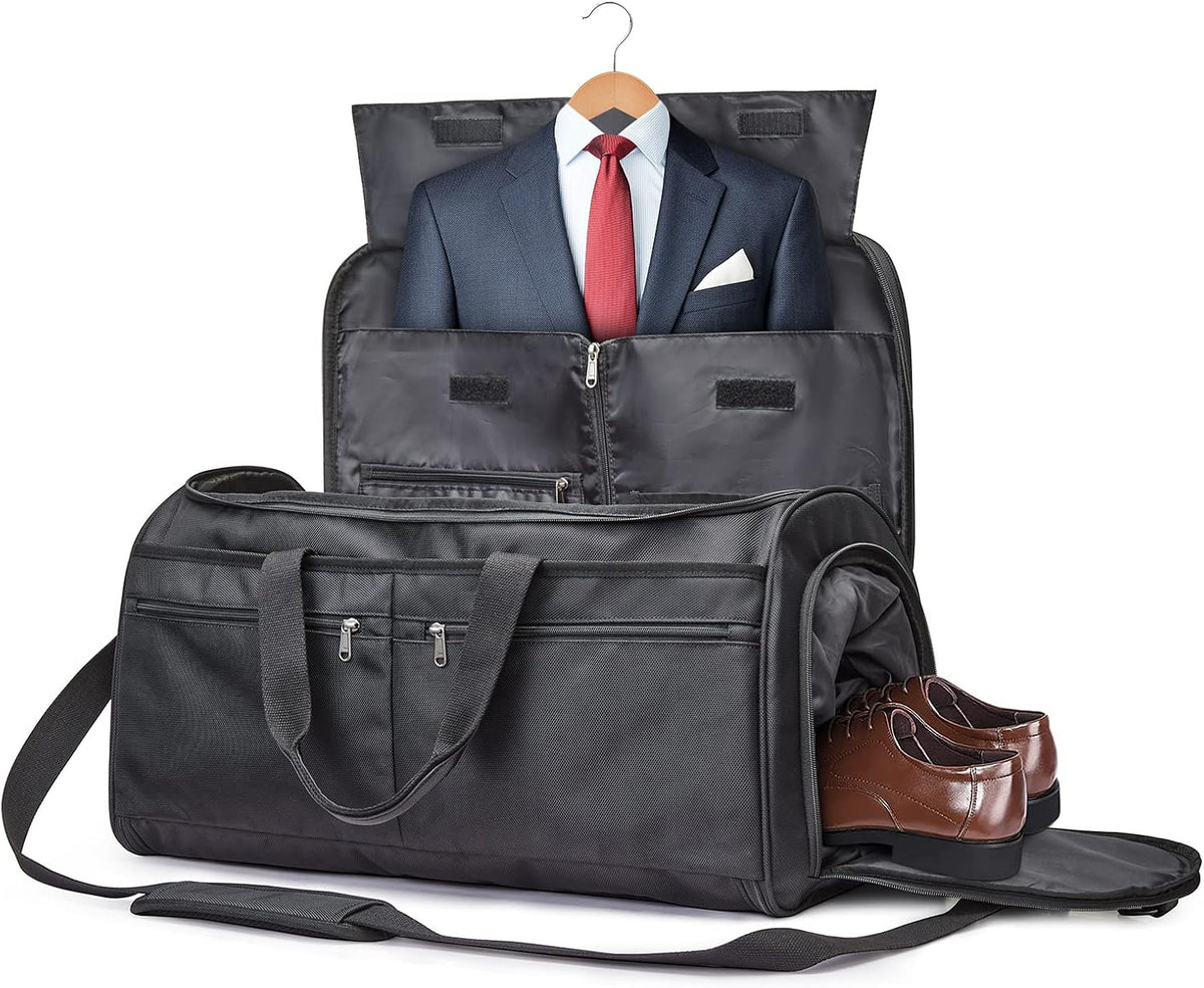 S-ZONE 50L Convertible Travel Garment Bag Carry on Garment Duffel Bag for Men Women 2 in 1 Hanging Suitcase Suit Business Travel Bag, Black