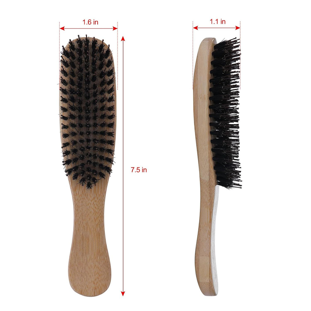 PERFEHAIR Boar Bristle Hair Brush, Bamboo Handle Mini Brush, 7.5 in