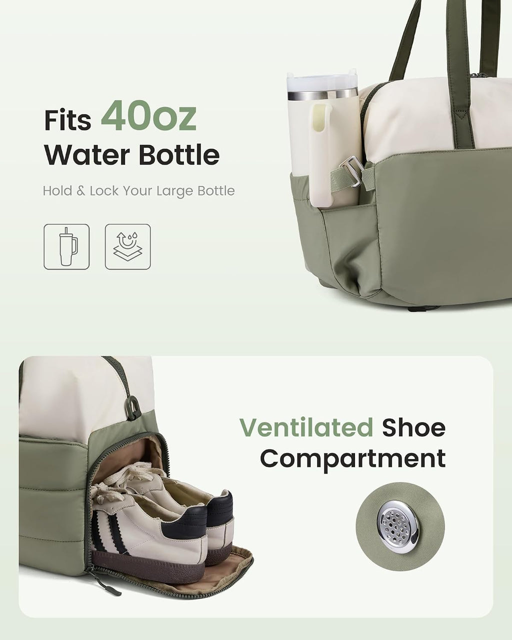 LOVEVOOK Small Gym Bag for Women with Tumbler Holder & Shoe Compartment