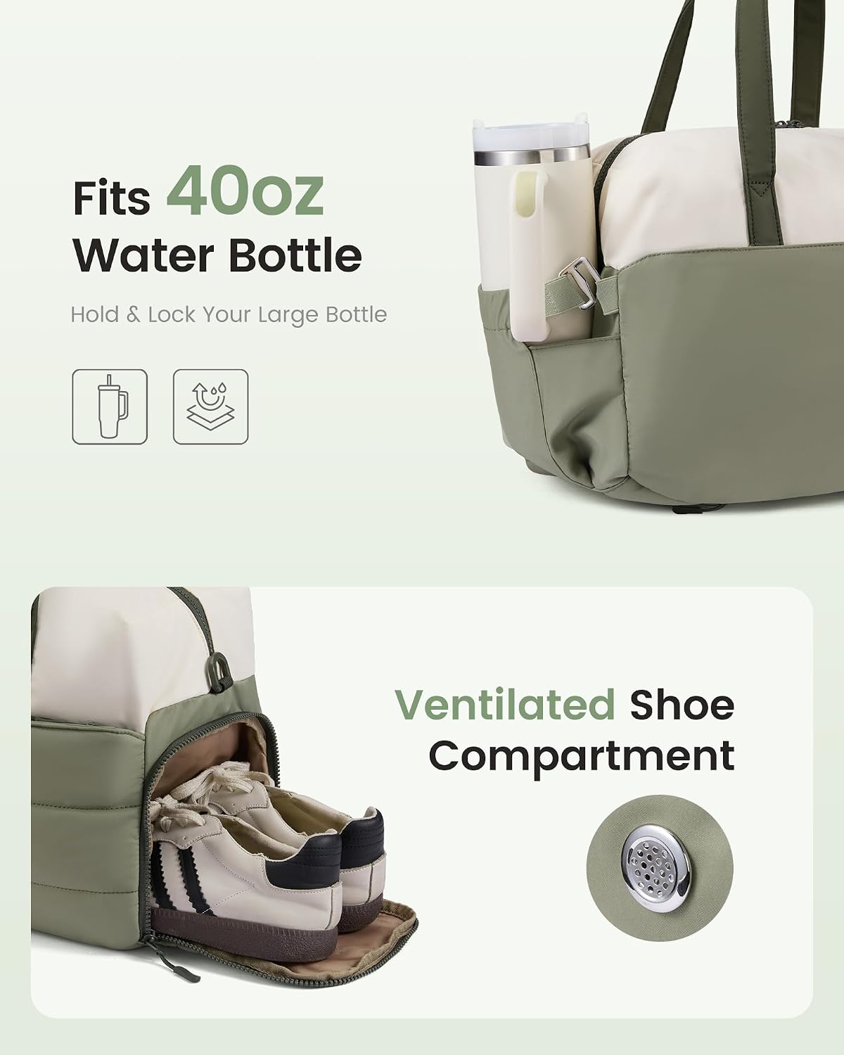 LOVEVOOK Small Gym Bag for Women with Tumbler Holder & Shoe Compartment