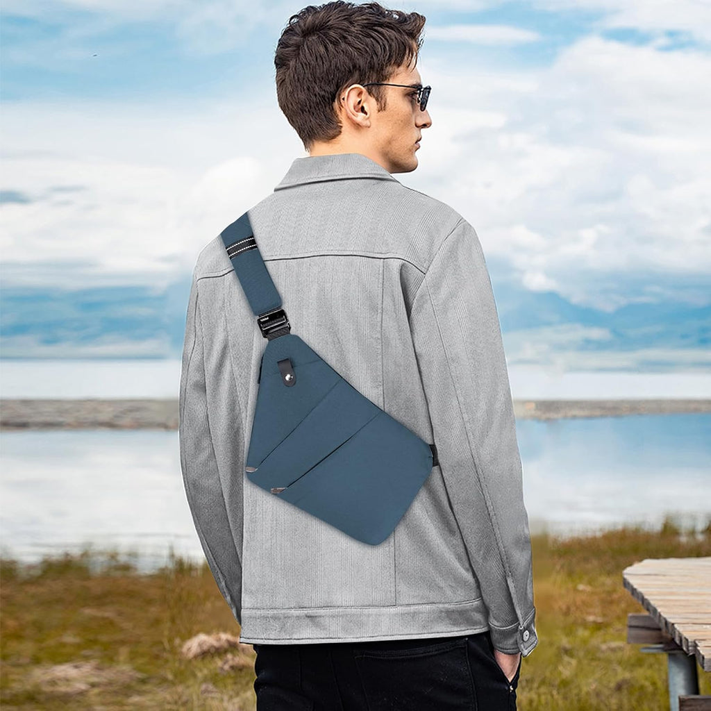 Anti Theft Crossbody Bag, One Shoulder Chest Sling Bag Multi Pockets Slim Anti Theft Travel Purse for Women & Men