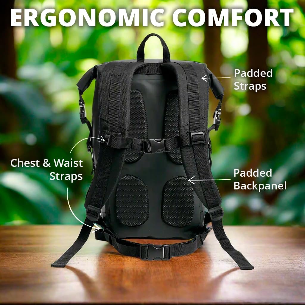 KRONOX 25L Waterproof Backpack for Men – IPX7 Submersible Dry Bag, Lightweight & Durable for Travel, Motorcycle, Kayak