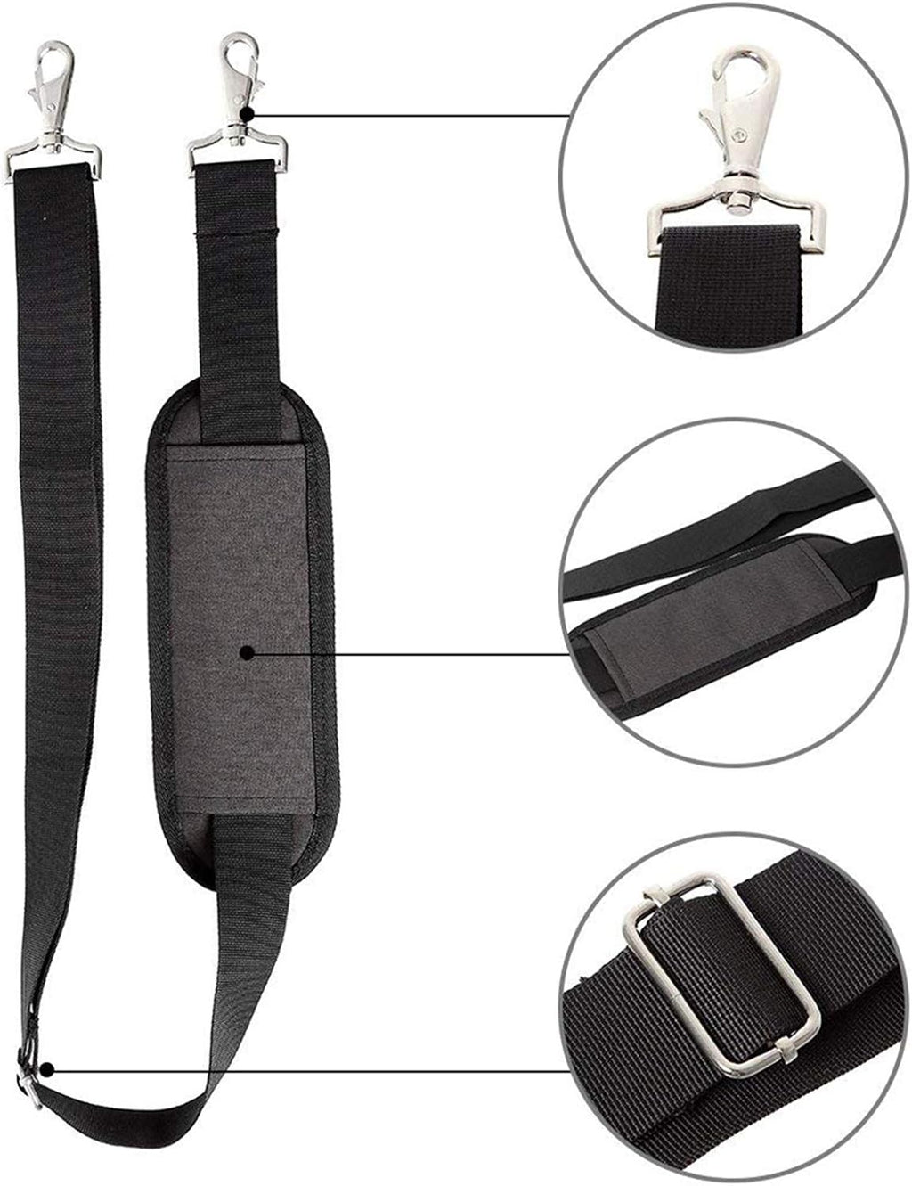 JAKAGO 61" Replacement Shoulder Strap, Padded Long Duffel Bag Strap Universal Adjustable Shoulder Belt with Non-Slip Pad