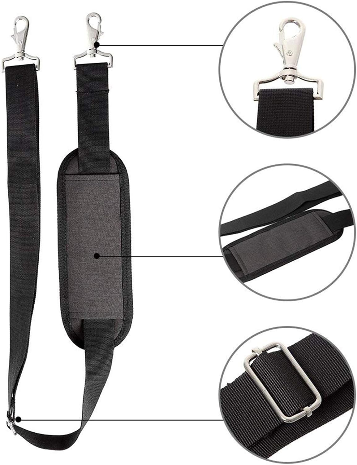 JAKAGO 61" Replacement Shoulder Strap, Padded Long Duffel Bag Strap Universal Adjustable Shoulder Belt with Non-Slip Pad