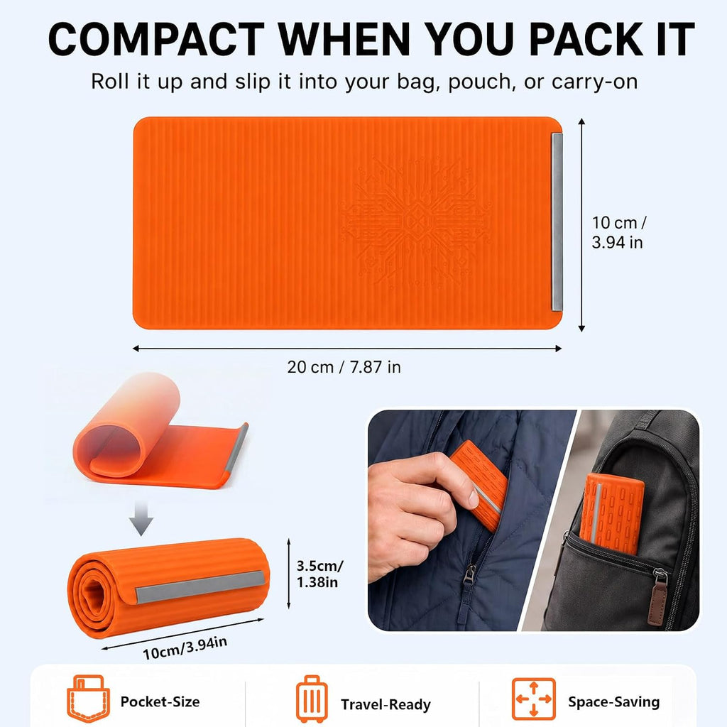 2PCS Portable Foldable Silicone Aluminum Phone Holder, Orange&Black