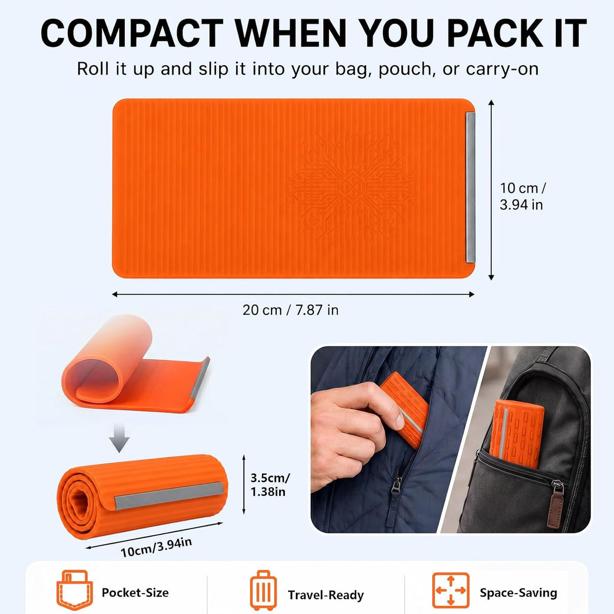 2PCS Portable Foldable Silicone Aluminum Phone Holder, Orange&Black