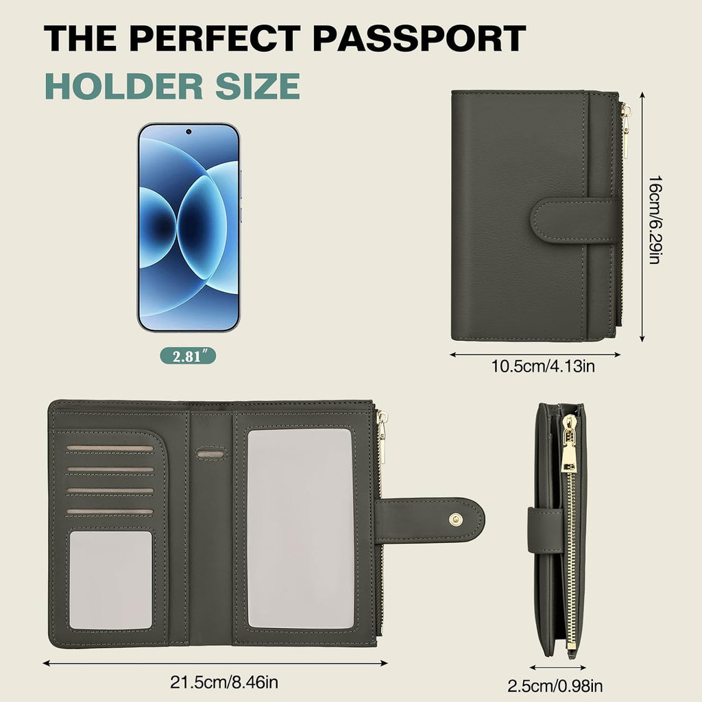 RFID Passport Holder for Travel, Leather Passport Cover Travel Wallet