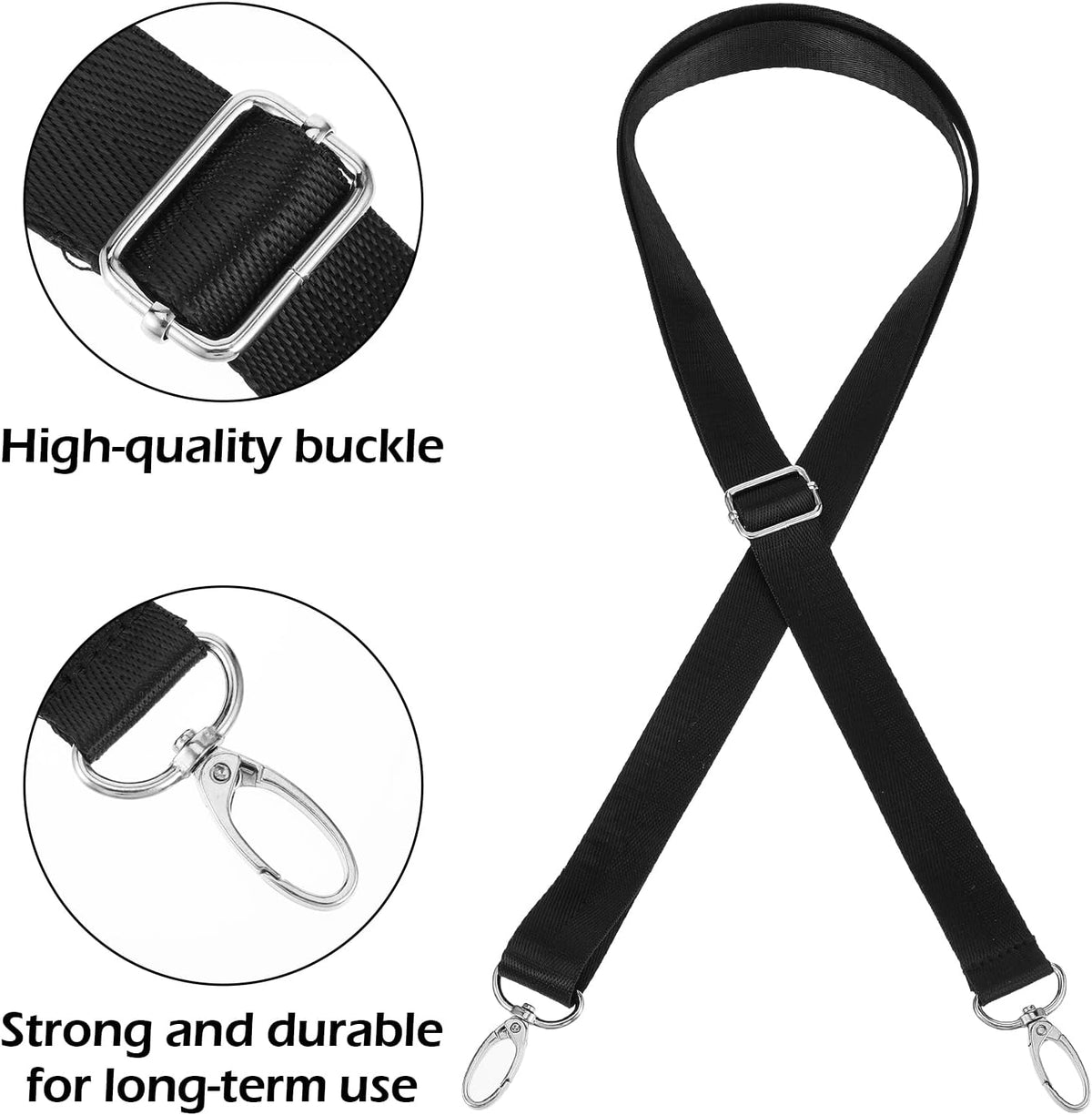 1 Inch Wide Purse Straps Replacement Crossbody, Nylon Shoulder Strap Universal Adjustable Strap with Silver Clips for Briefcase, Handbags, Laptop, Luggage Bag, Camera Bag
