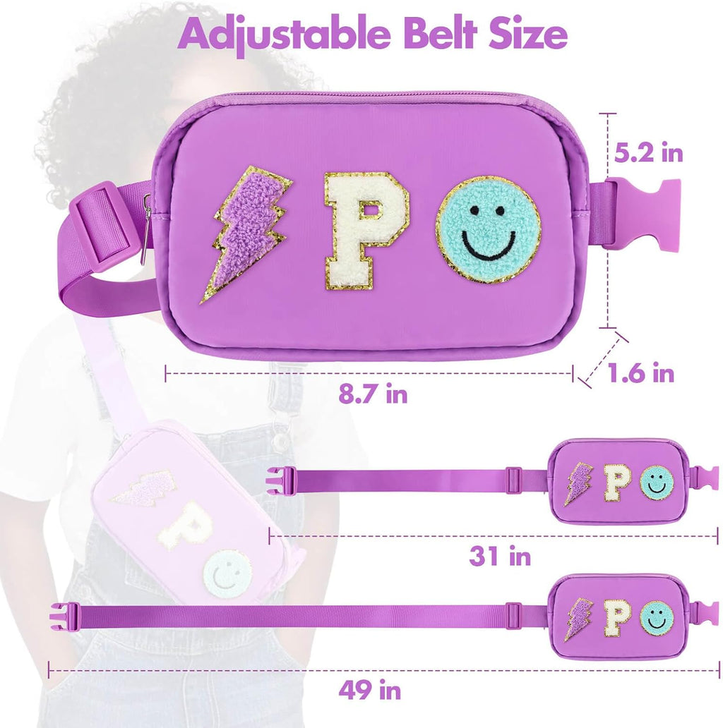 PainZieteg Fanny Pack for Girls Chenille Letter Belt Bag Crossbody for Kids