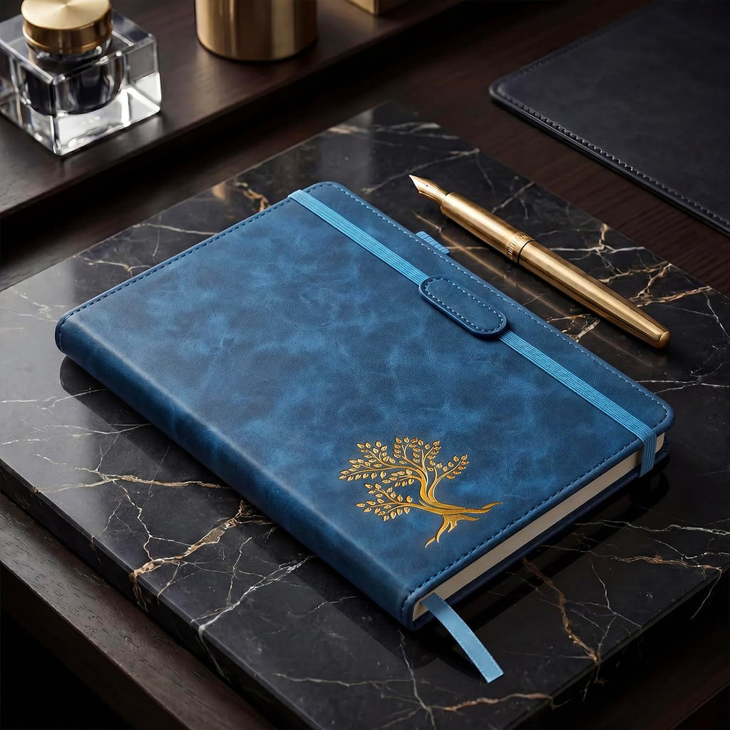 Vintage Hardcover Leather Journal Notebook, A5 Lined Notebook for Business Work School, 224 Pages 100GSM Thick No Bleed Paper, 180° Lay Flay Premium Writing Notebook for Note Taking Daily Diary Travel