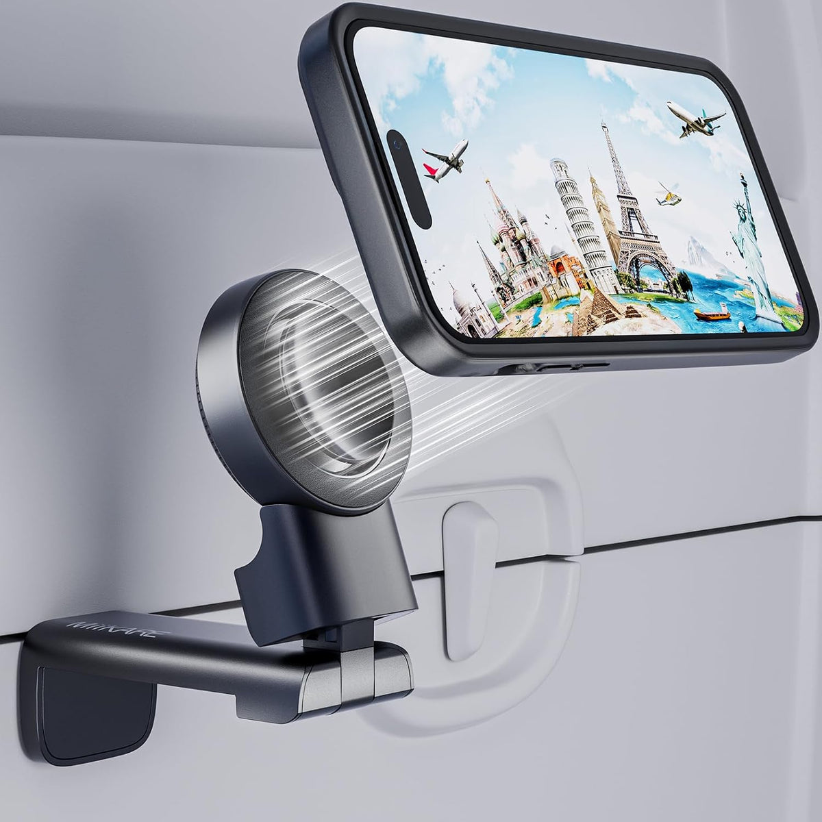 MiiKARE Upgraded Magnetic Airplane Phone Holder Mount for Magsafe, Black