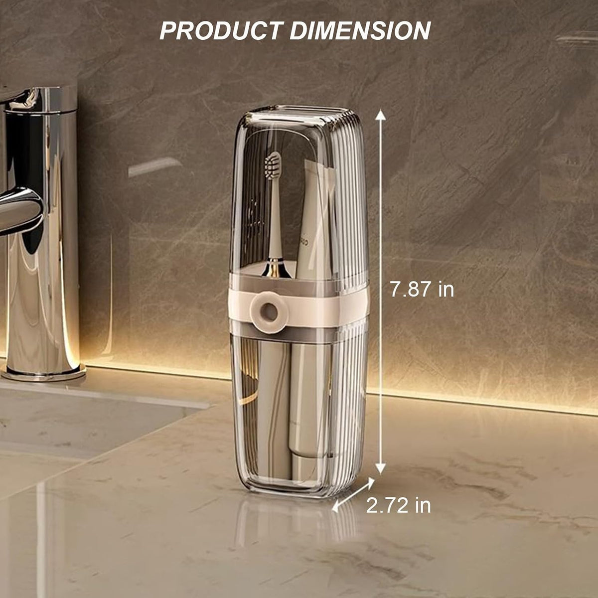 Toothbrush Travel Case Portable Clear Grey Toothbrush Holders with Cover, Leakproof Toothbrush & Toothpaste Holder for Traveling School Camping Business Trip Bathroom