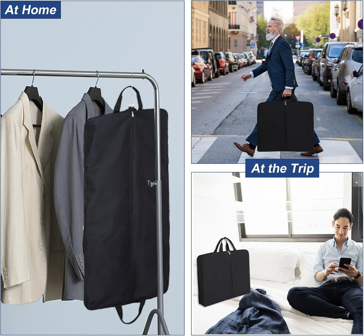 Edraco Garment Bag for Travel, Large Suit Travel Organizer Bag, Foldable Carry On Garment Bag