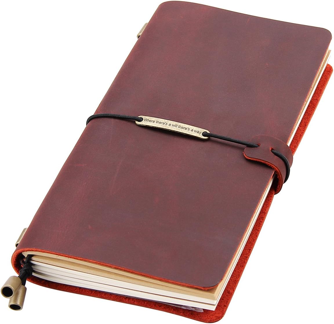 Robrasim Leather Writing Journal Notebook Refillable, Handmade Travelers Notebook for Men & Women, Perfect for Writing, Gifts, Travelers, Standard Size 8.5" x 4.5" Inches - Wine