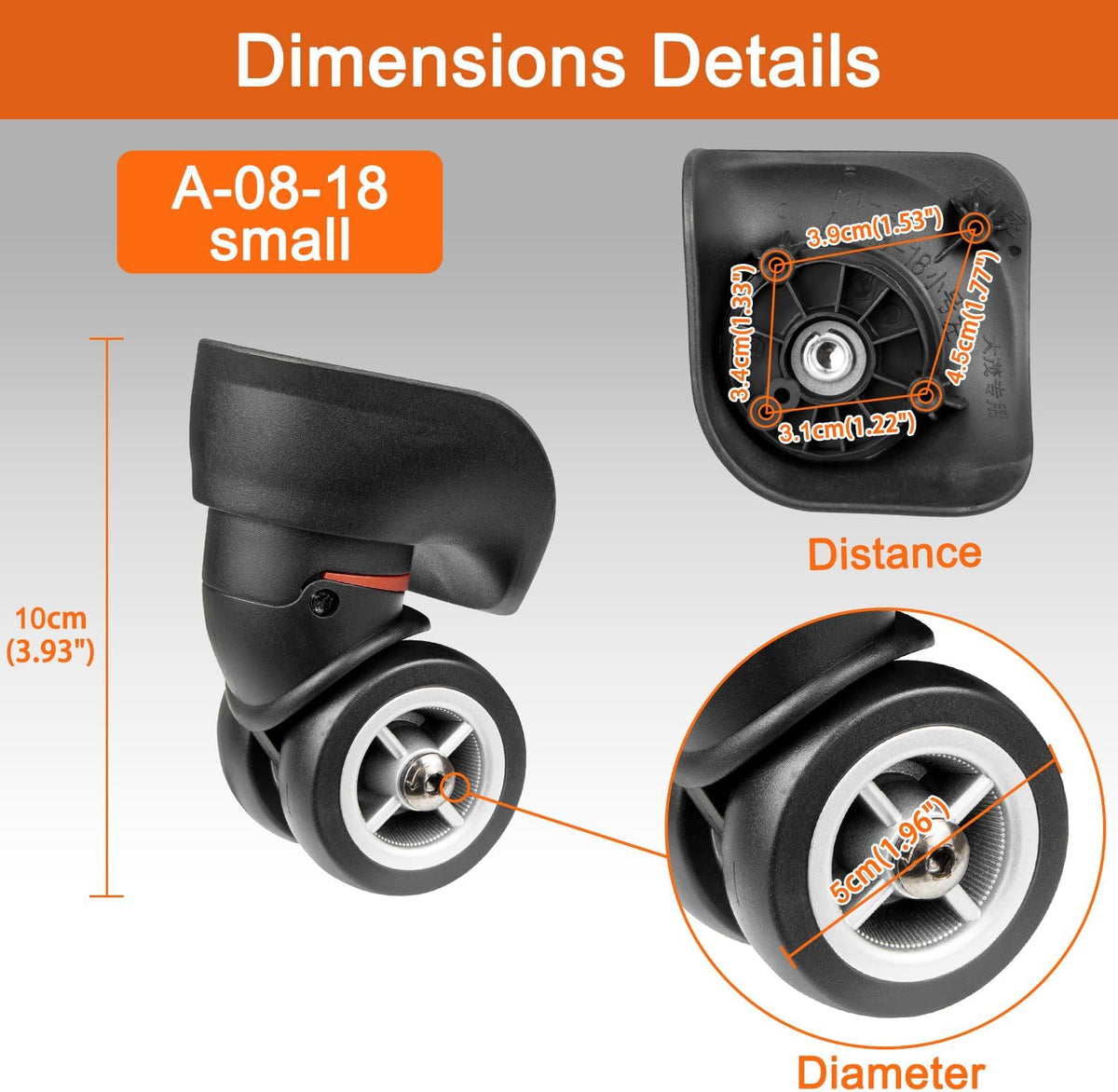 Wheels for Skyway Luggage, Replacement Kit for Suitcase(A08-18-Small)