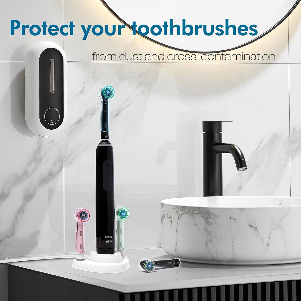 4 PCS Long Toothbrush Head Covers (Multicolor) Compatible with Oral B Electric Toothbrush Head + 1 PCS Toothbrush Holder with 1 Charging Stand Slot and 2 Toothbrush Head Stands