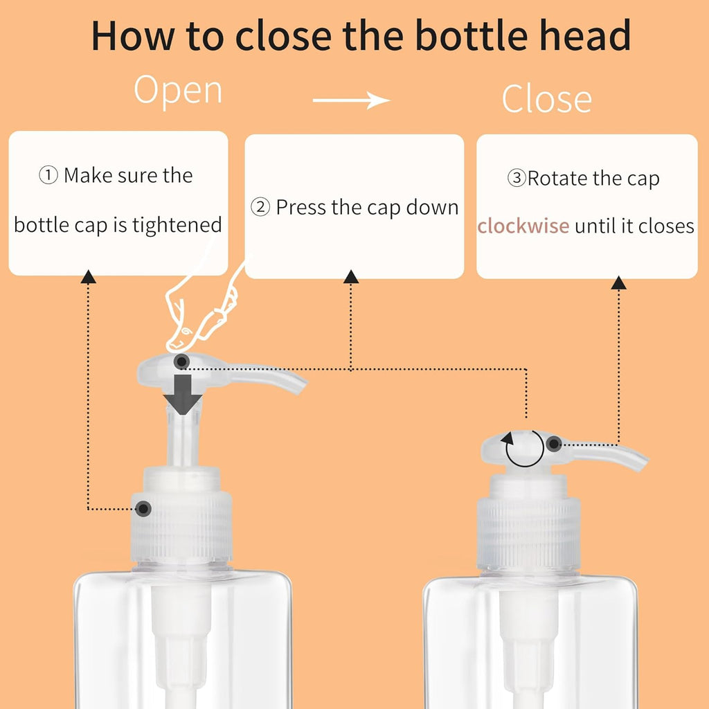 100ml (3.4oz) Pump Bottle Dispenser Jansburg 2 Pack Refillable Flat Square Plastic Lotion Dispenser Leakproof Empty Lotion Pump Bottle for Essential Oil Soap Lotion Shampoo Clear