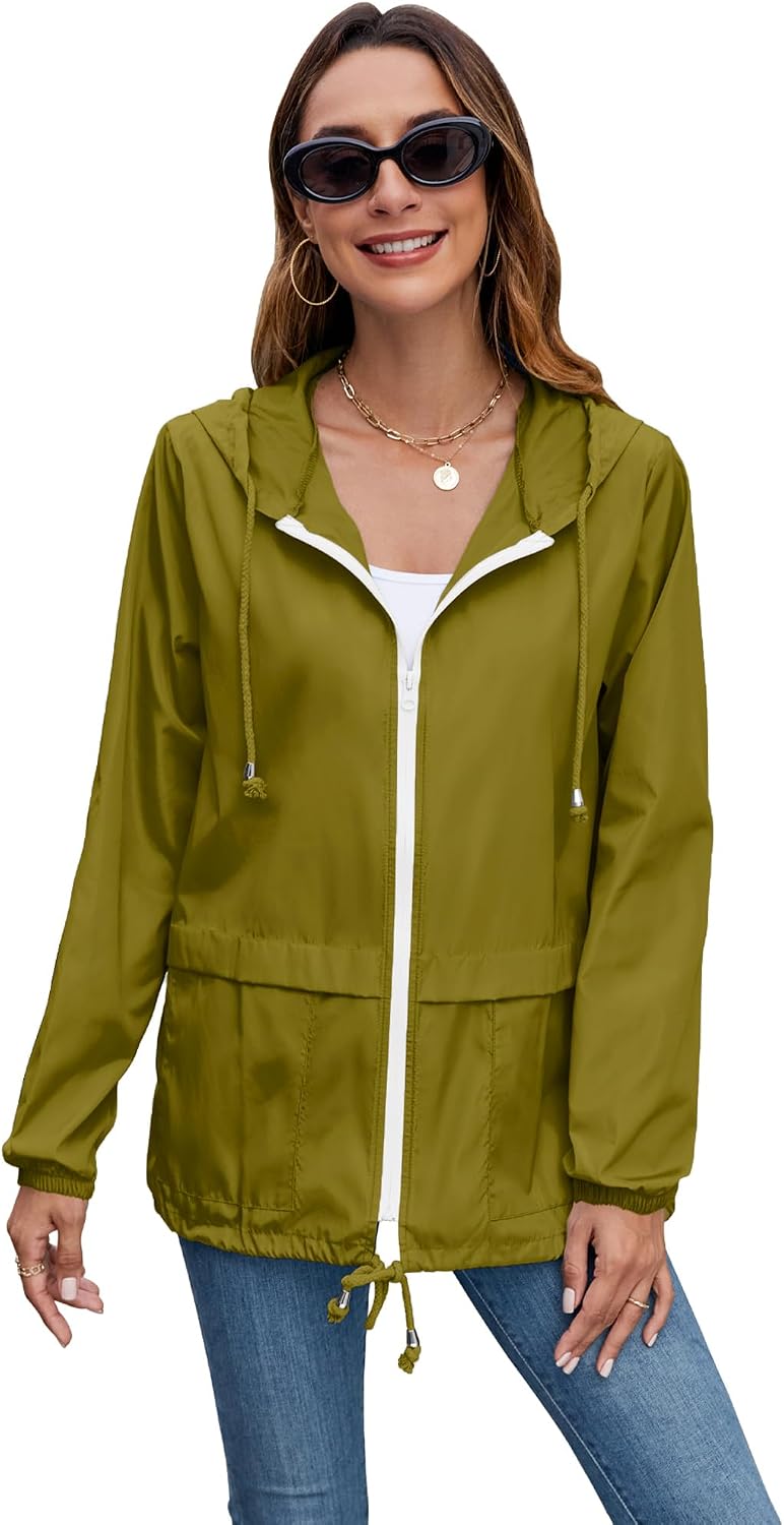 Hount Women Rain Jacket Lightweight Waterproof Packable Raincoat with Hood
