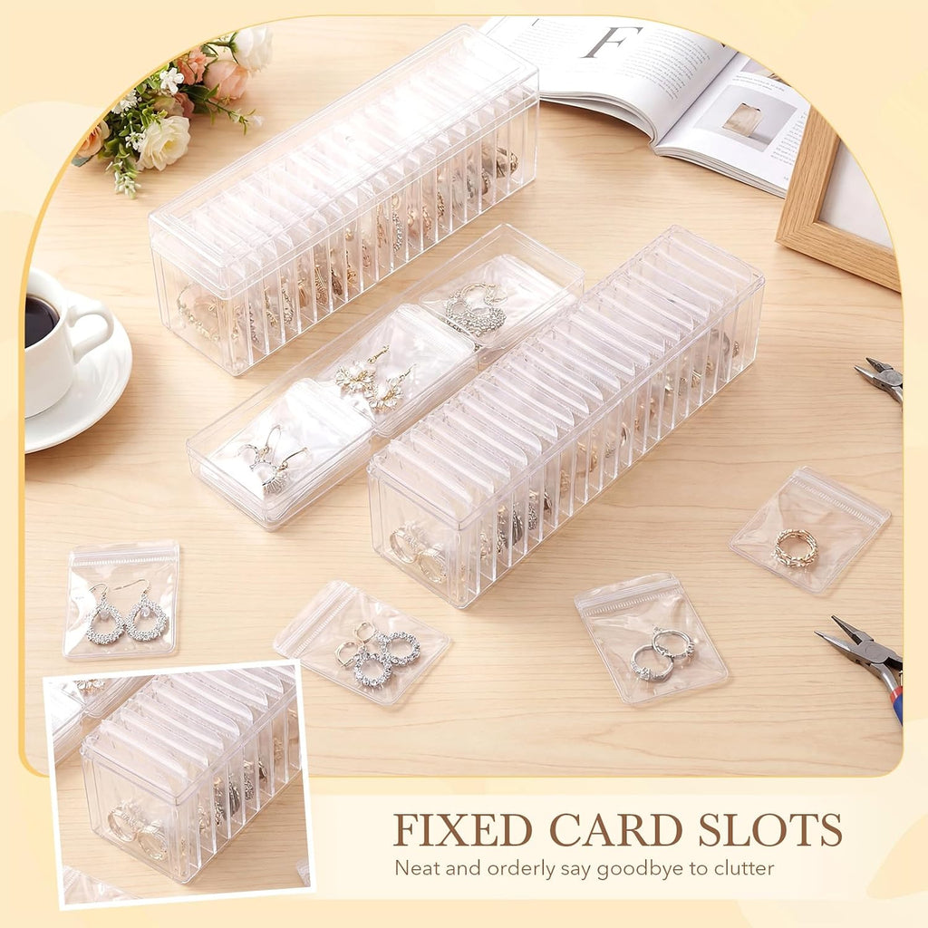 Kenning 126 Pcs Acrylic Jewelry Case Organizer, Clear Jewelry Organizers Holder with Portable Anti Tarnish Storage Bags for Rings, Earrings, Necklaces, Ideal Gifts for Women (Clear)