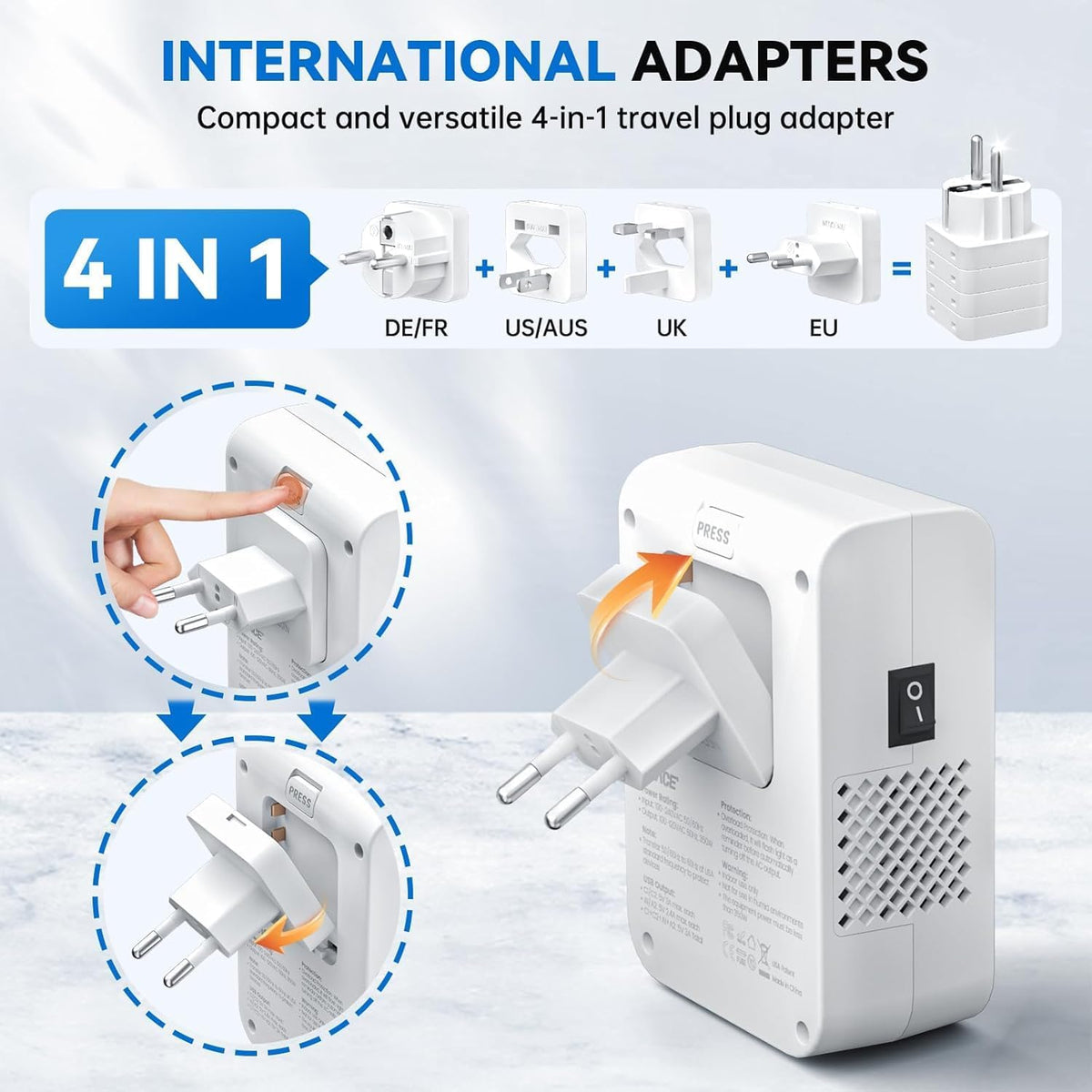 DOACE 350W Voltage Converter US to Europe 220V to 110V Converter