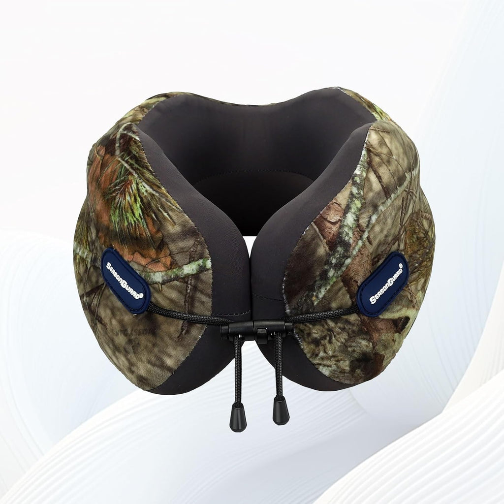Travel Car Airplane Neck Pillow - Memory Foam Head Rest Support Traveling Essentials - Sleeping Neck Cushion Pillows for Adult Kids - Long Flight Air Accessories Gift for Women - A02 Mossy Oak