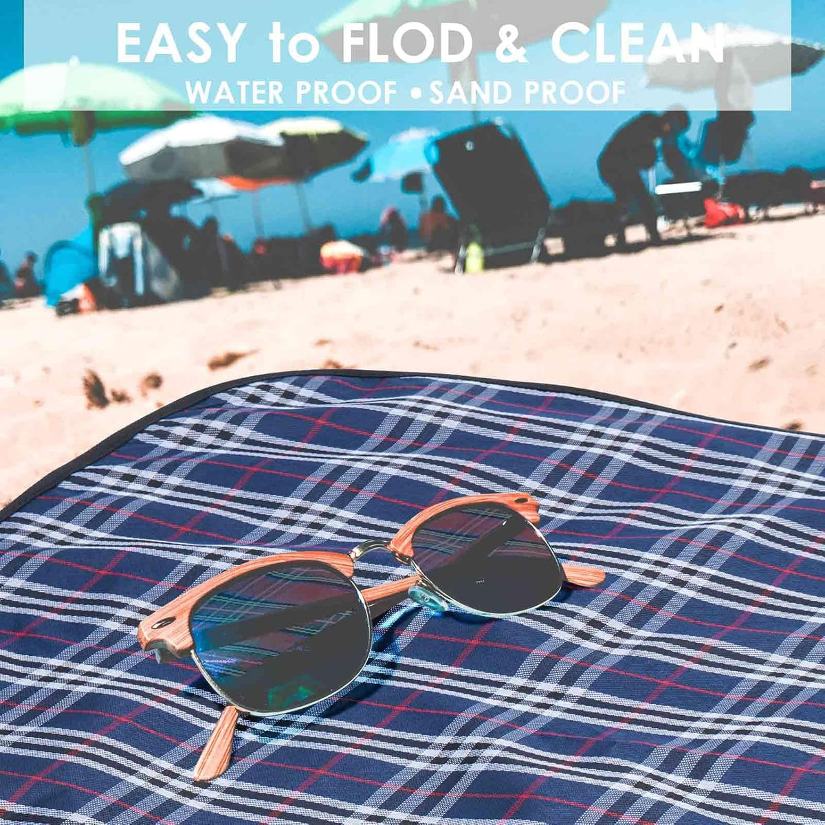 Picnic Beach Blanket, Sandfree Waterproof Outdoor Foldable Mat 80x60in