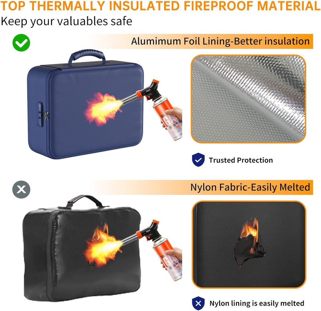 DocSafe 5200°F Fireproof Document Organizer Box with Lock, Blue (Soft)