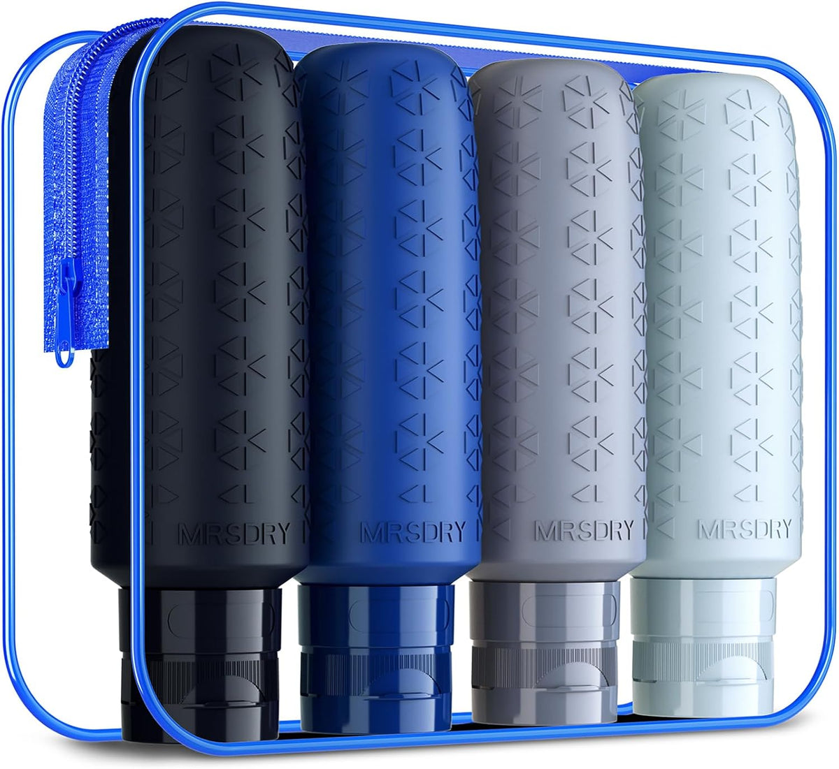 Mrsdry Travel Bottles for Toiletries, 6oz Large Size Containers BPA Free Leak Proof Refillable Liquid Silicone Squeezable Travel Essentials for Shampoo Conditioner Lotion (4 Pack)