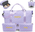 Mama Baby Pregnancy Hospital Bag Essentials for Women Labor Delivery Diaper Organizer with Shoe Compartment,2 Waterproof Toiletry Pouch Travel Duffle Bag for Mommy Weekender Overnight Gym Gifts,Purple