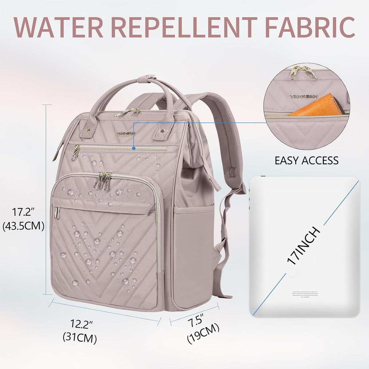 VANKEAN 17.3 Inch Laptop Backpack for Women Large Capacity