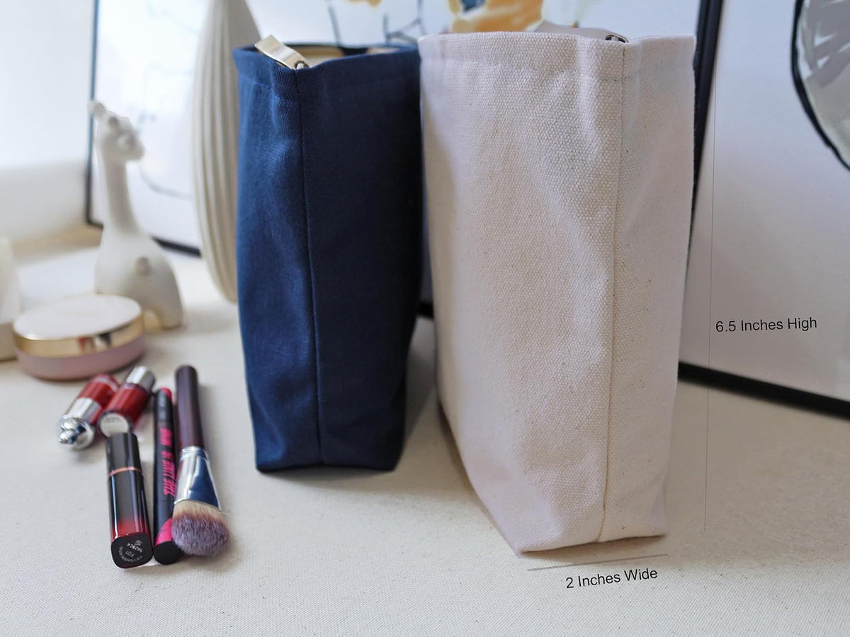 HAPPYHEIDI Large Makeup Bag Travel Cosmetic Pouch, Raw White Upgraded