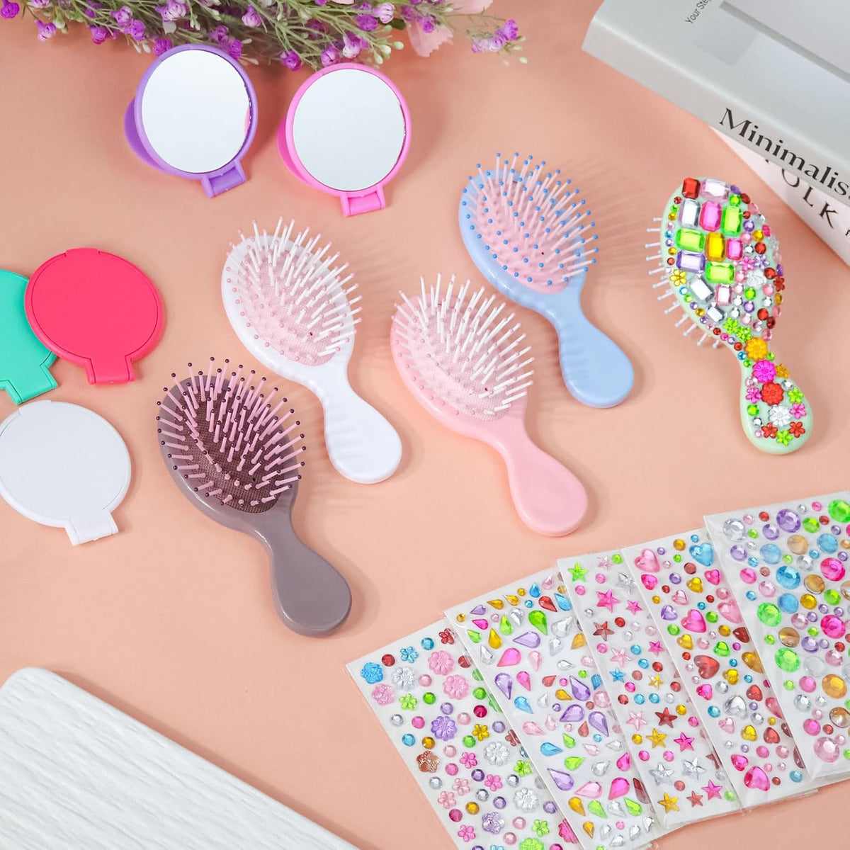 Hair Brush Bulk, 5-Color Mini Brush Bulk (10-PACK)