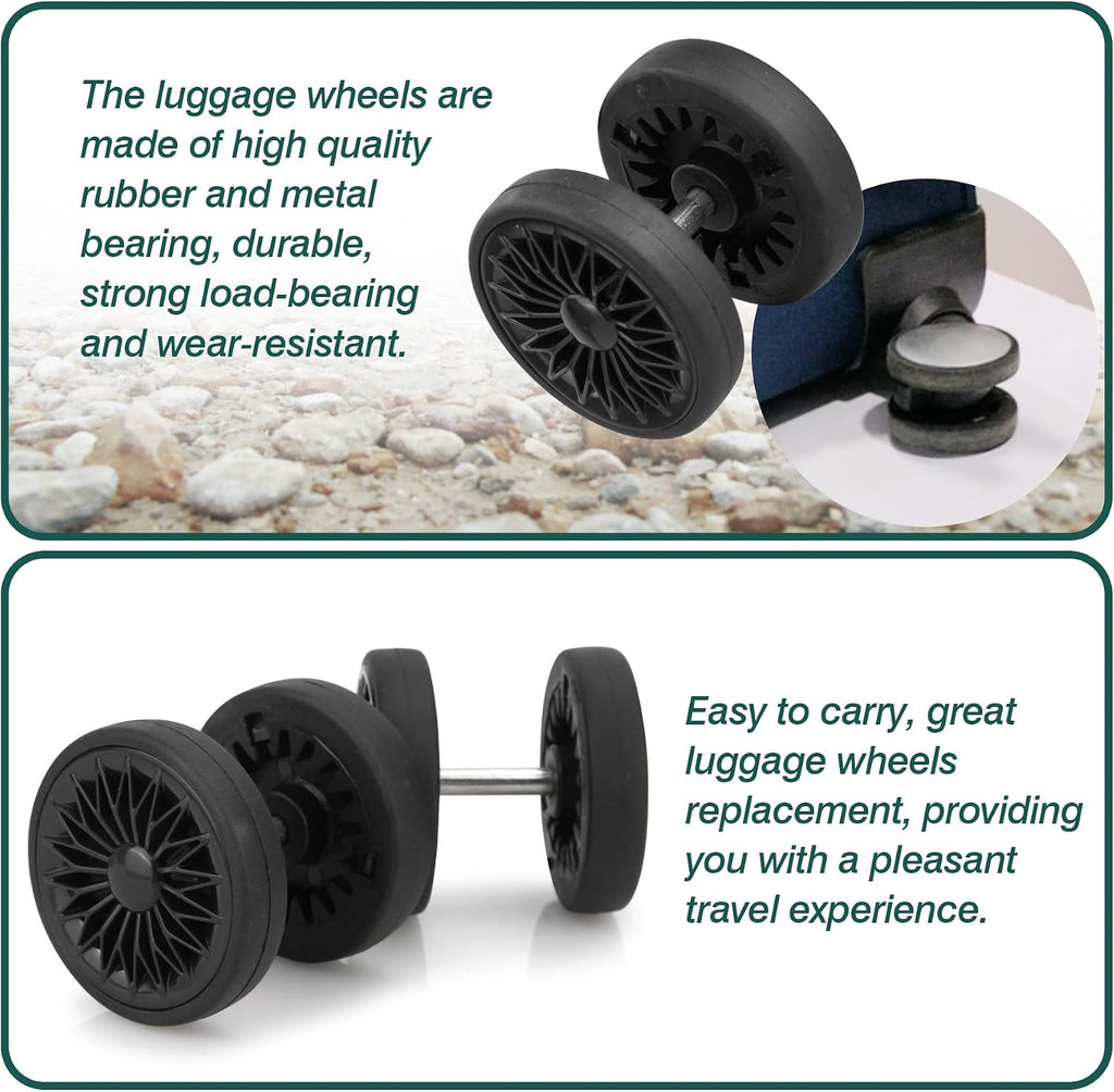 8 Pcs Double Row Suitcase Replacement Swivel Wheels OD55mm Black A28