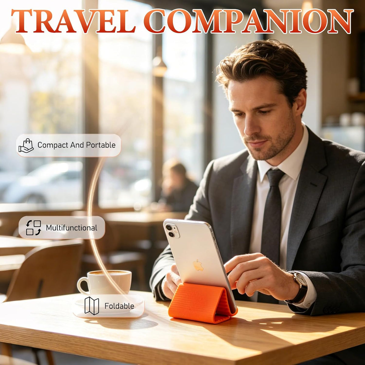 Flexible Foldable Phone Holder,Portable Foldable Silicone Phone Holder,Adjustable Desk Holder,Ergonomic Multi-Angle Viewing Holder for Video Calls, Streaming for Mobile Phone,Tablets (2pcs)