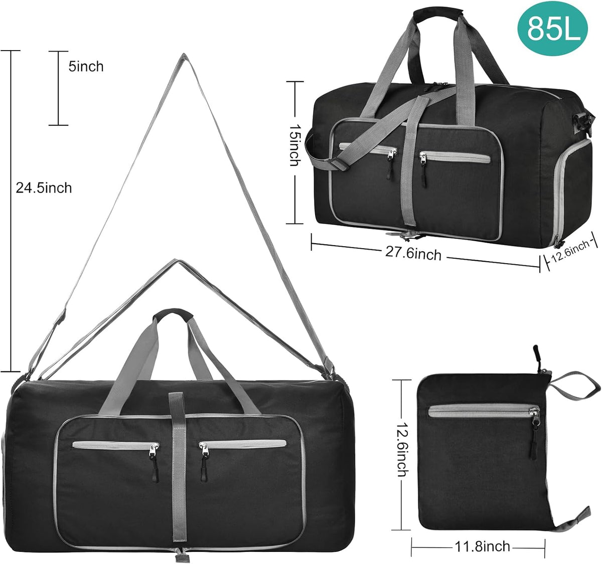 Dimayar 85L Foldable Duffle Bag for Travel, Lightweight Weekender Bags