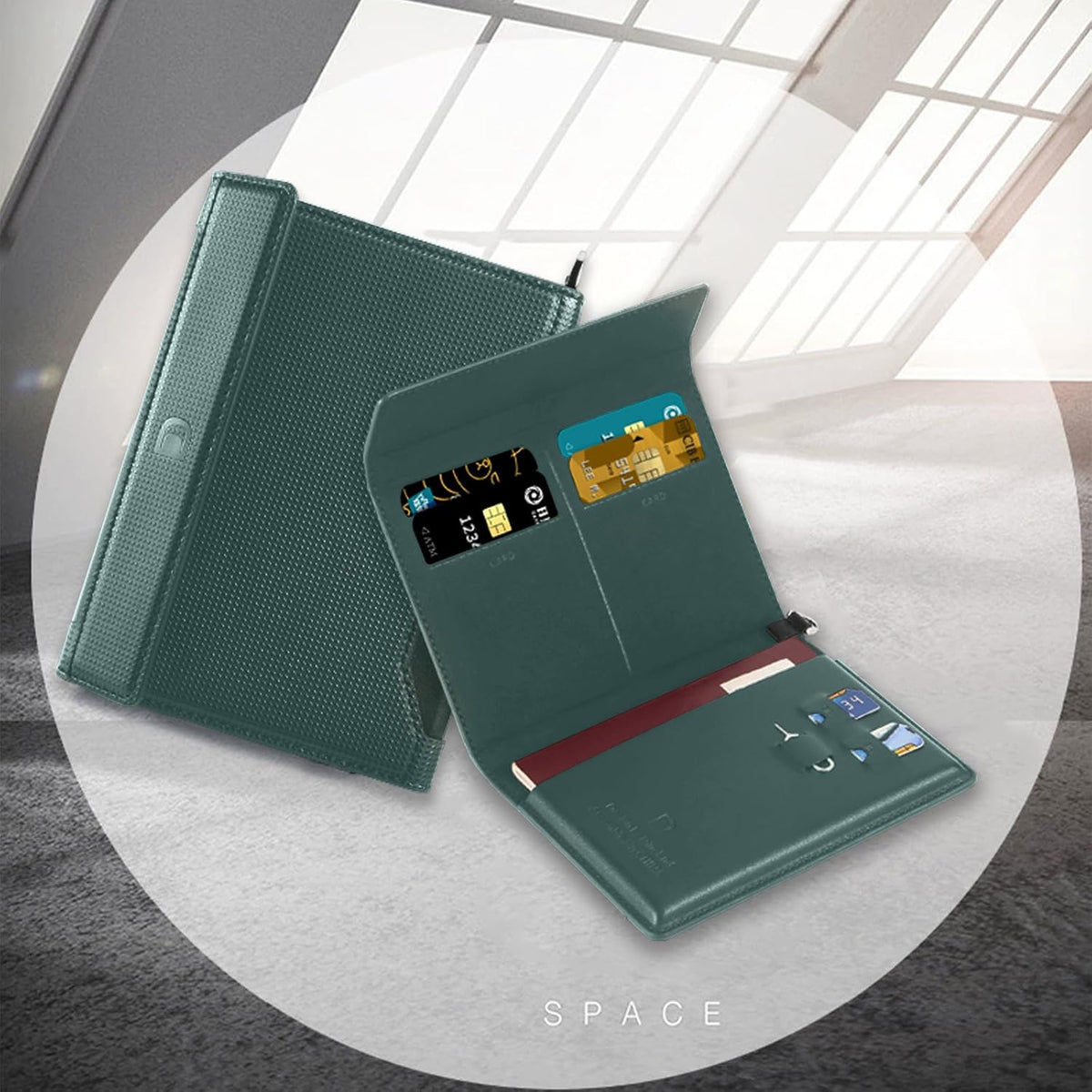 Passport Holder for Travel Essentials, RFID Blocking PU Leather Passport Wallet Cover Card holder Case Passport Book Holders for Women and Men, Dark Green