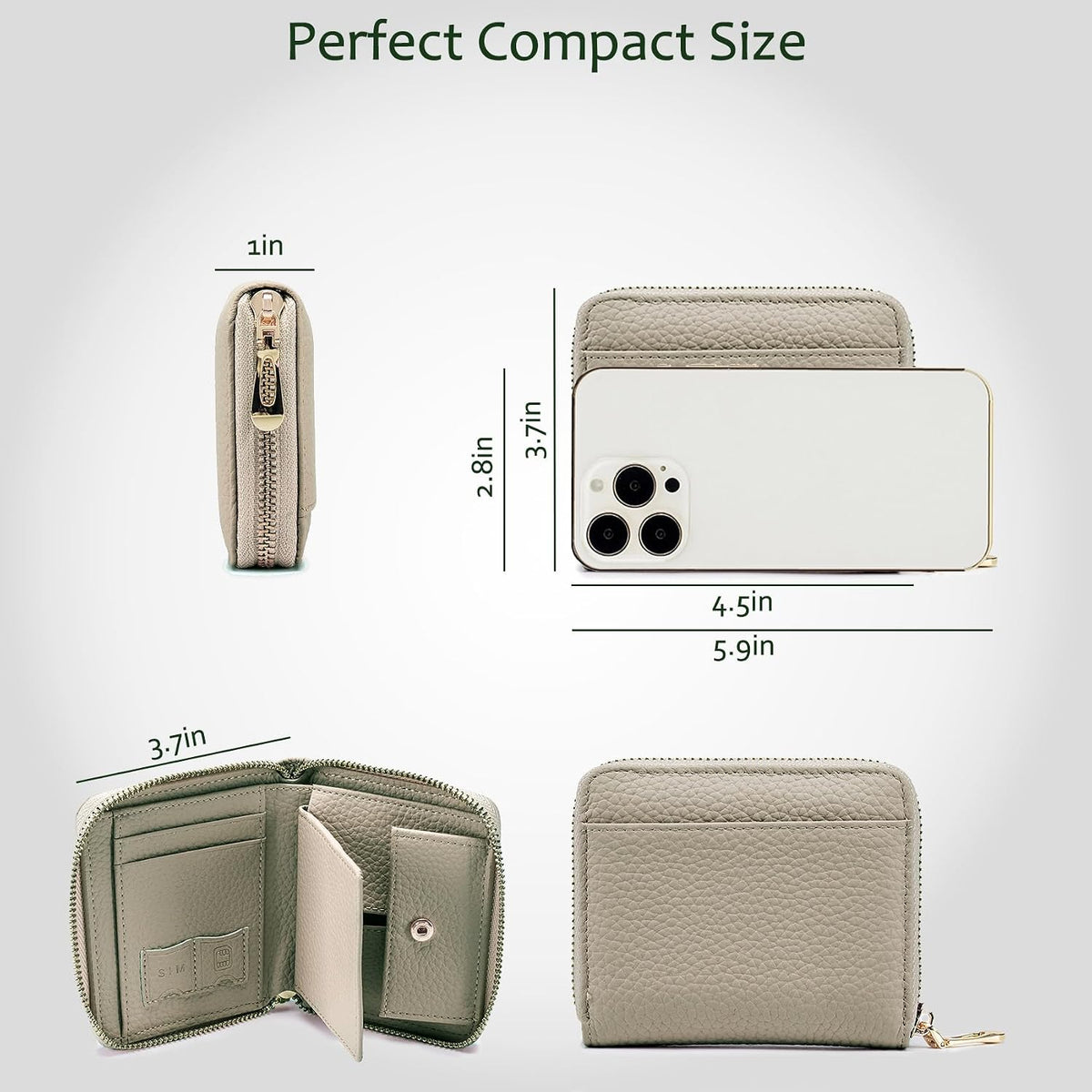 RFID Blocking Small Zip Around Wallet for Women, Slim Minimalist