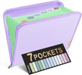 Sooez 7 Pockets Accordion File Organizer, Zipper Expanding File Folder A4