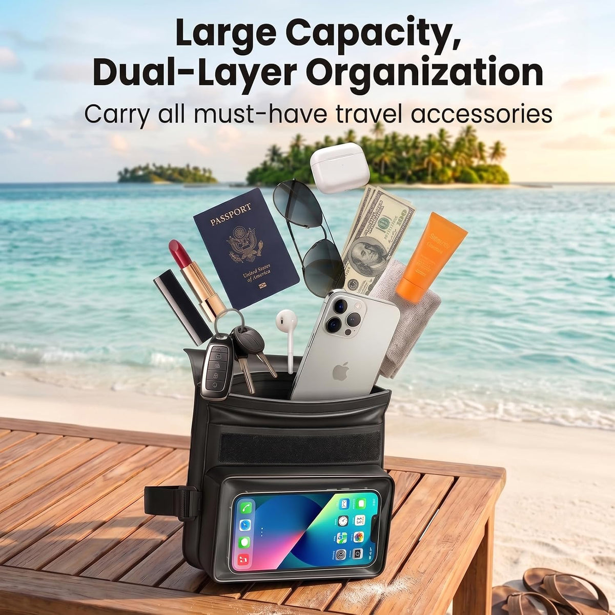 Niveaya IPX8 Floating Waterproof Fanny Pack Holds Phone, Passport & Cash
